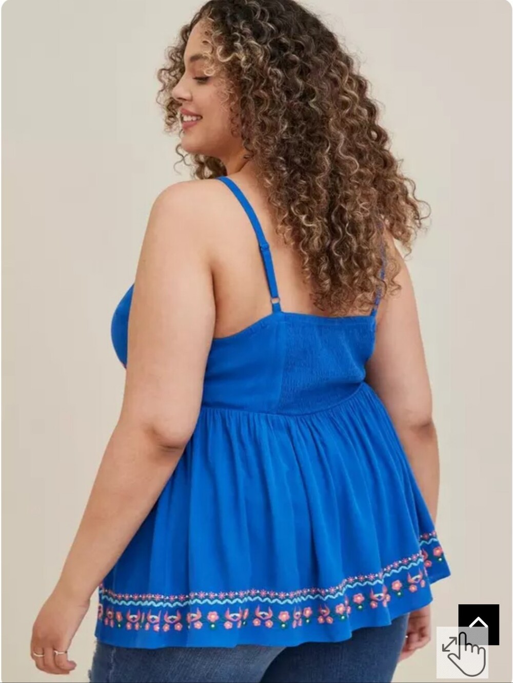 Embroidered Gauze Babydoll Tank - Picture 2 of 4